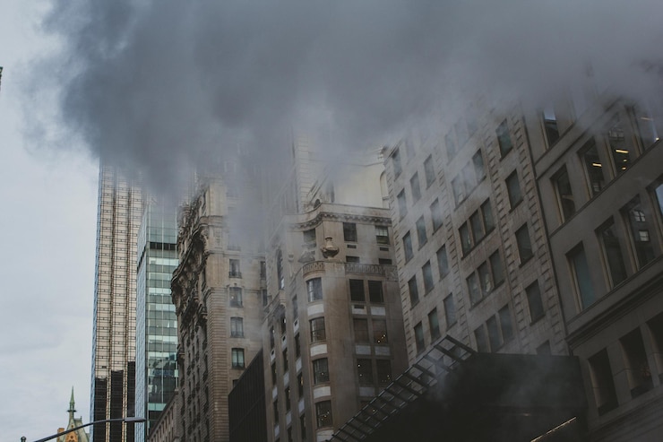 Smoke emitting from chimney against sky step by step guide